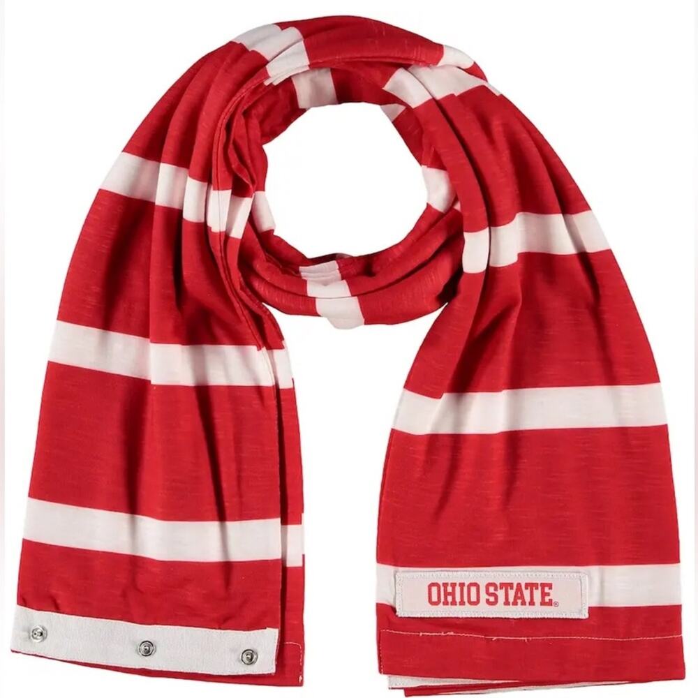 Ohio States Buckeyes Red White Scarf Snap Closure Unisex National Champion NWT